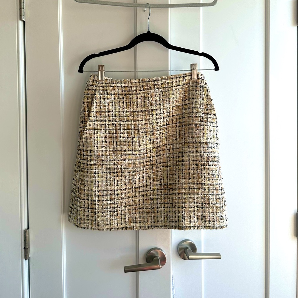 LOFT Chic Tweed Skirt in Cream and Black